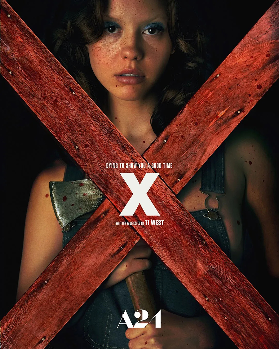 X Movie Poster - Mia Goth Kid Cudi Brittany Snow Jenna Ortega 24x36